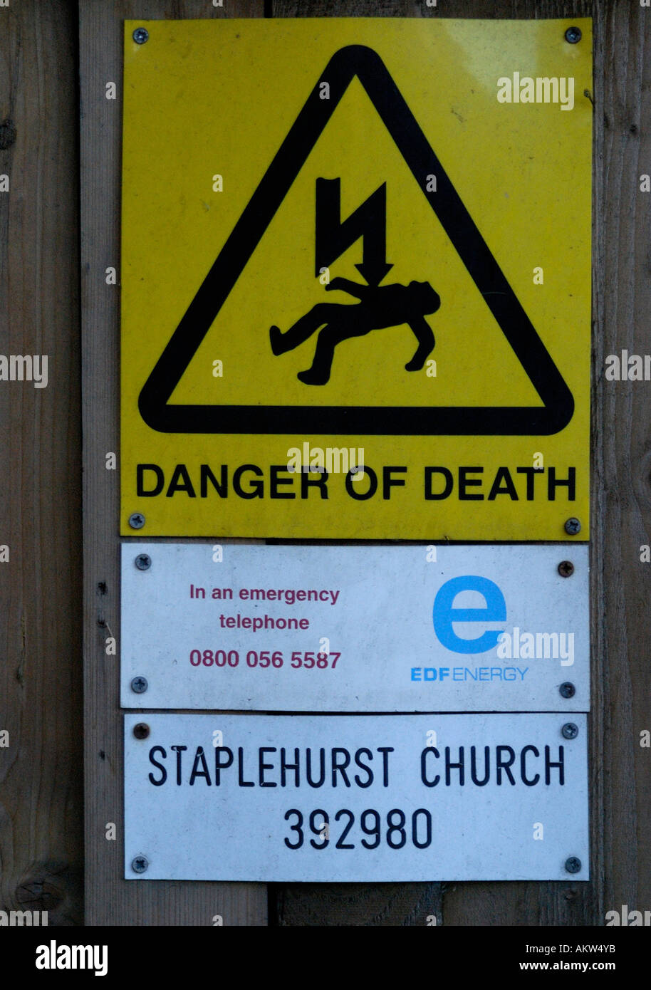 Danger of Death sign at All Saints Church Staplehurst Staplehurst Kent England UK 08 August 2006 Stock Photo