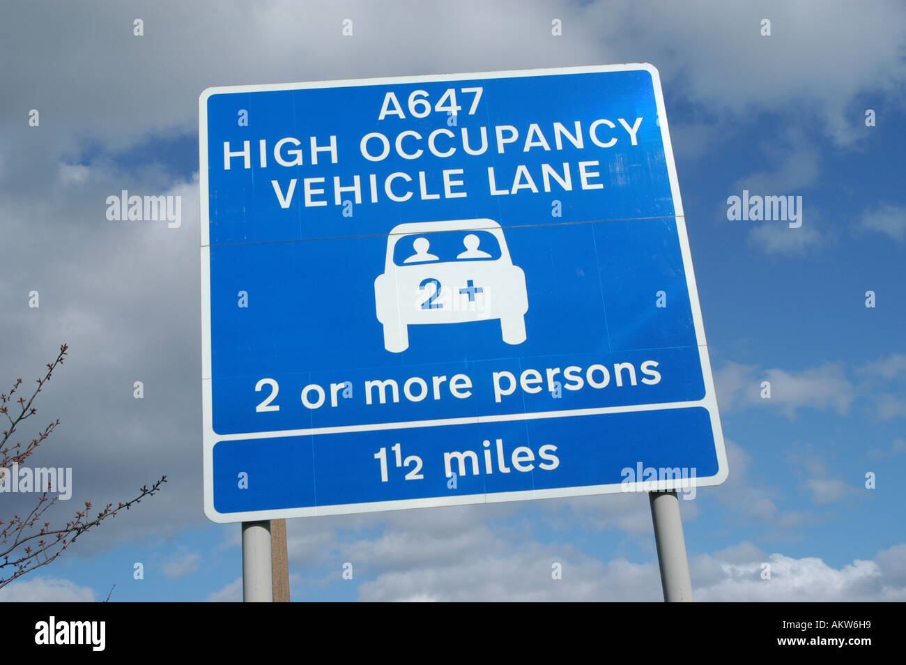 High occupancy vehicle lane to encourage car sharing in Leeds Yorkshire England Stock Photo