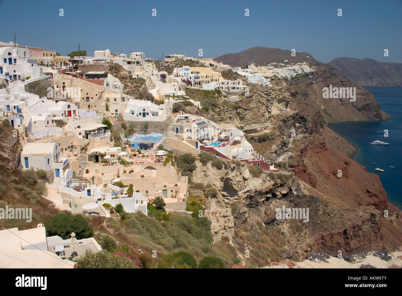 A view across the village of Oia on Santorini Stock Photo