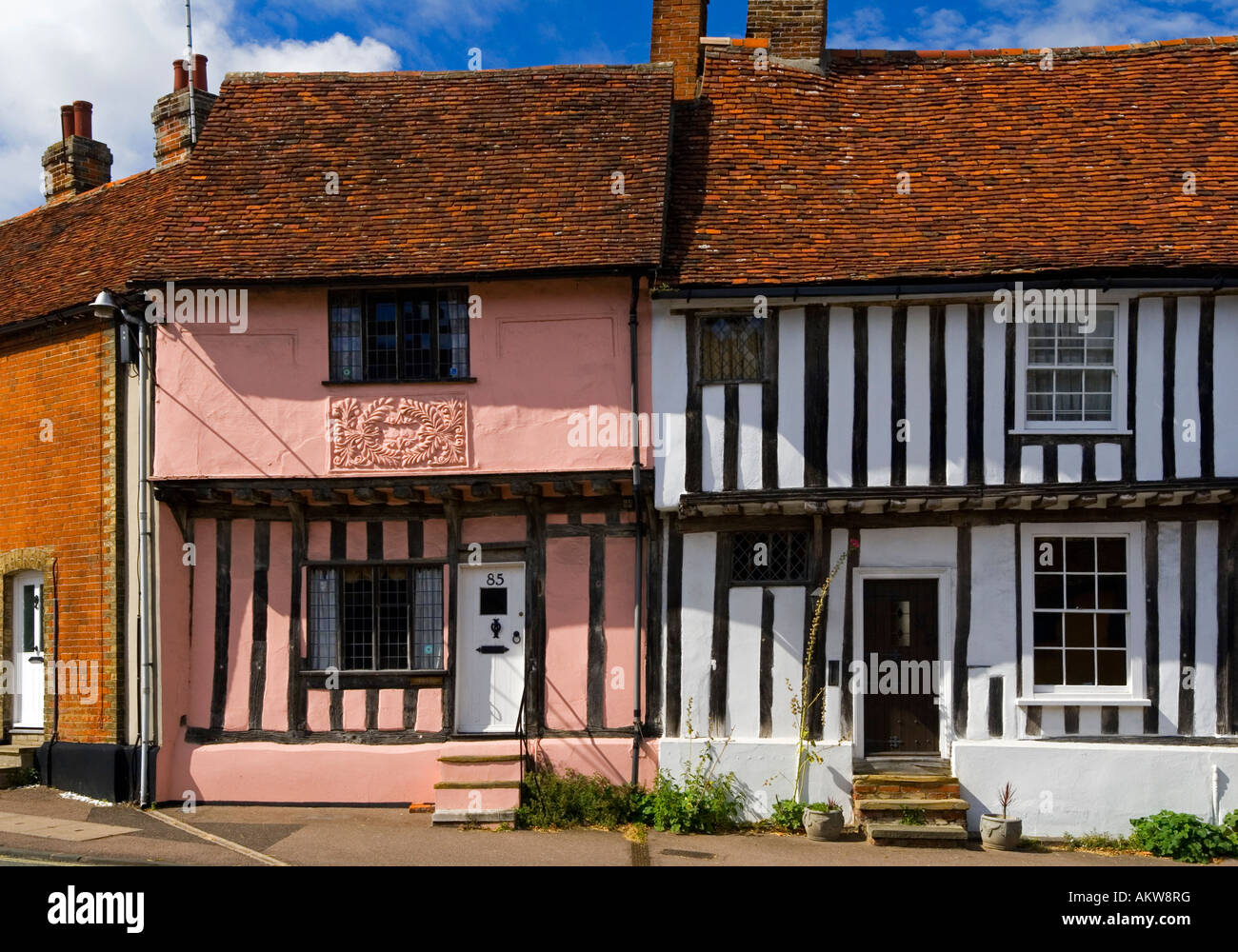 Half timbered traditional buildings in historic Lavenham Village
