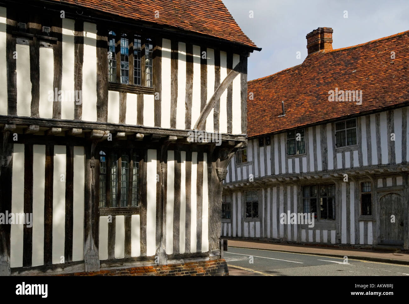 Half timbered traditional buildings in historic Lavenham Village