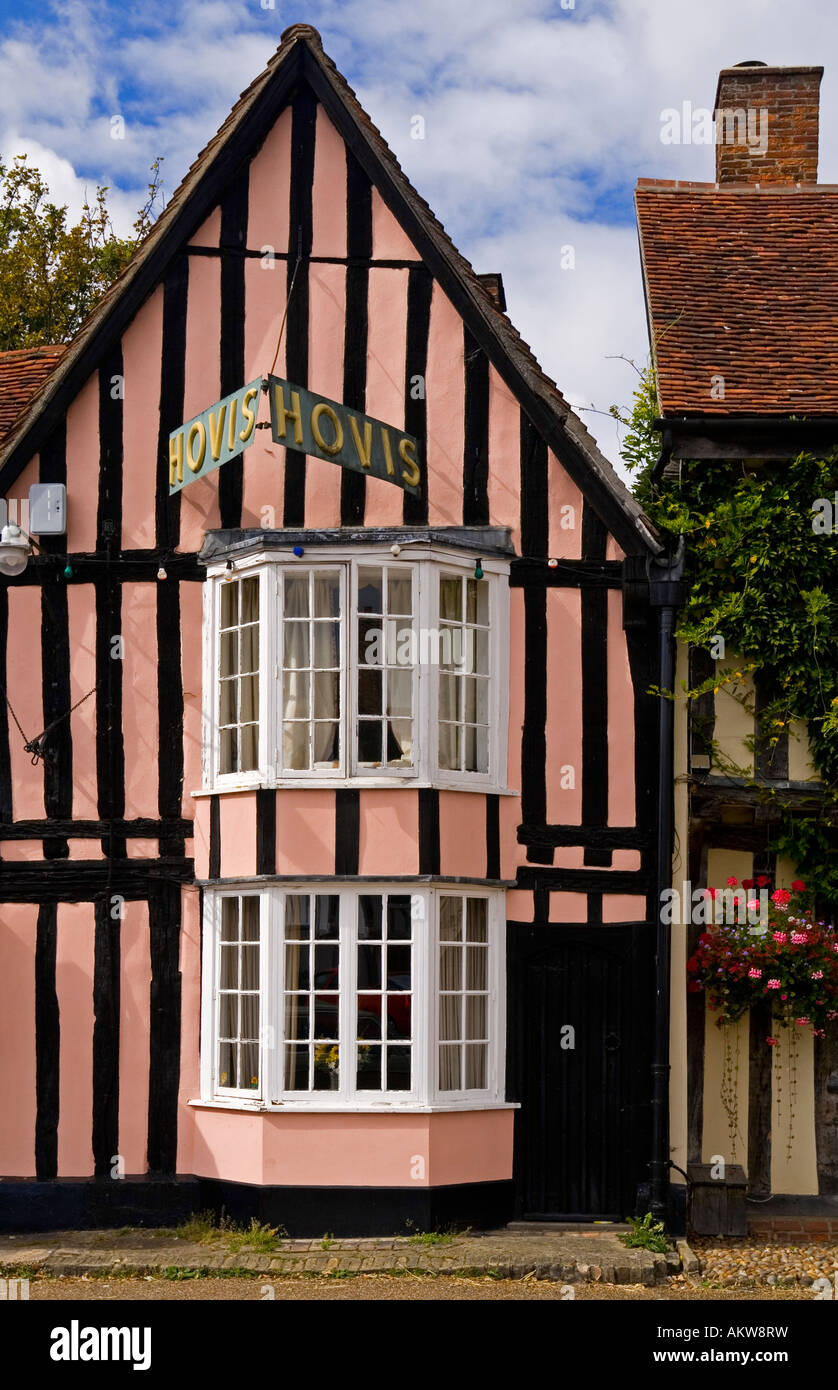 Half timbered traditional buildings in historic Lavenham Village