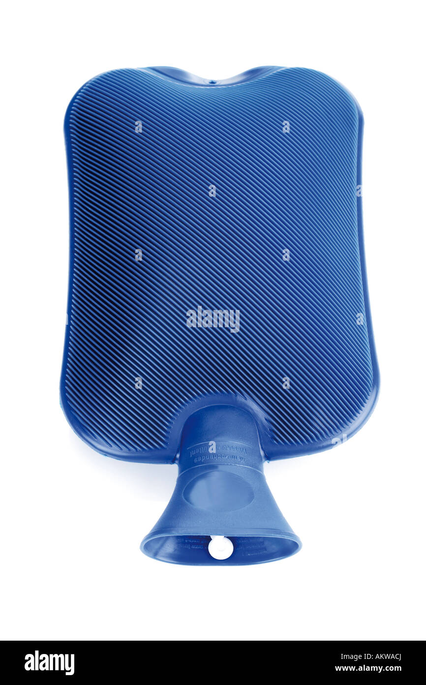 Blue hot-water bottle, close-up Stock Photo