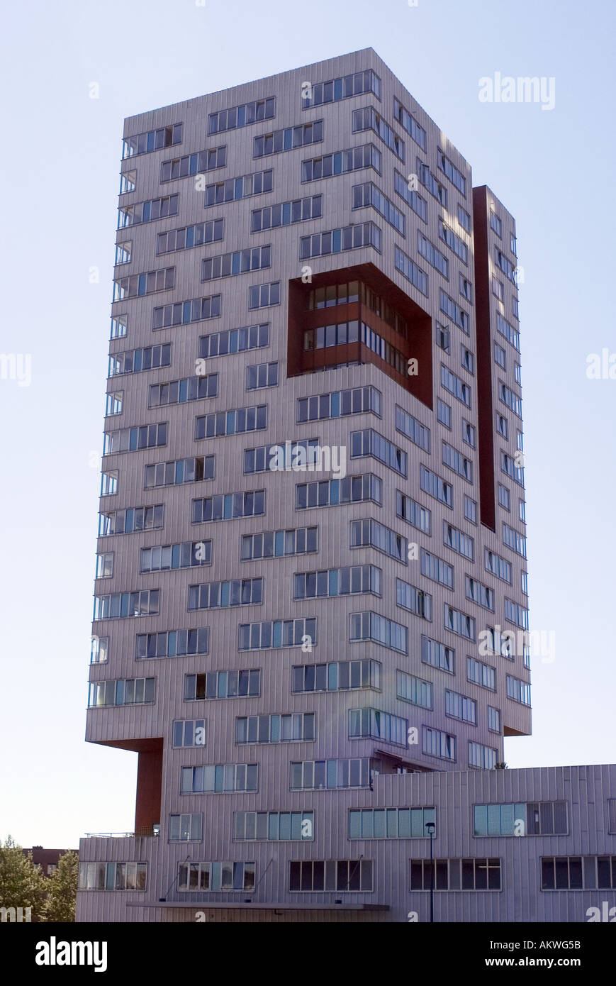 modern tower on Sporenburg Eiland in Amsterdam Stock Photo