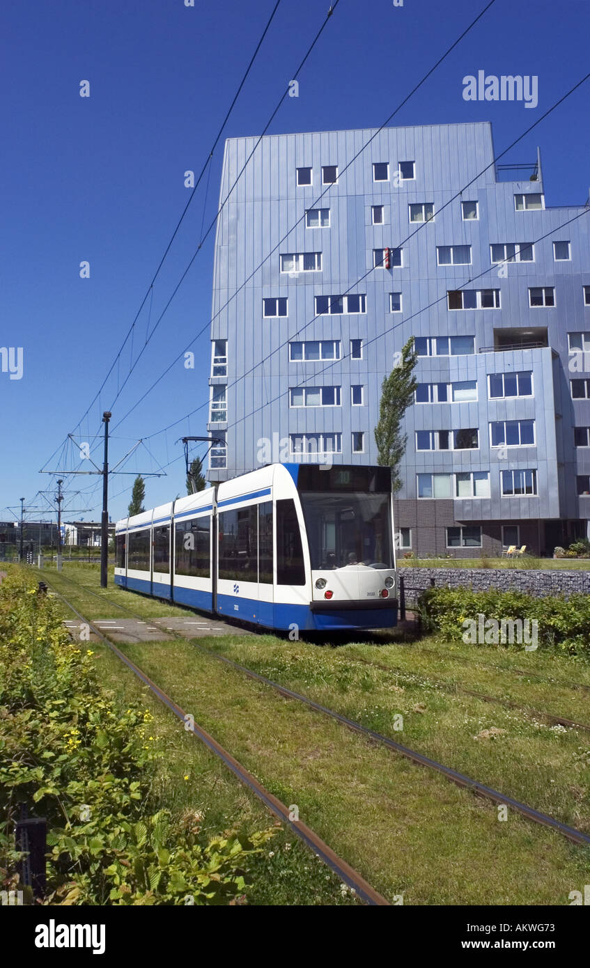 tramway on Sporenburg Eiland in Amsterdam Stock Photo