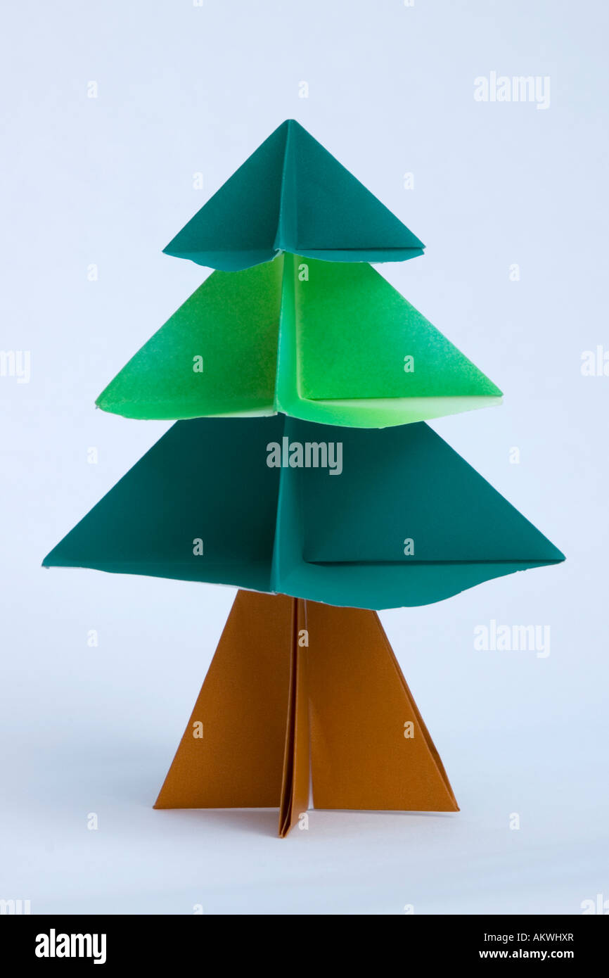 Origami christmas tree, Weihnachtsbaum Stock Photo