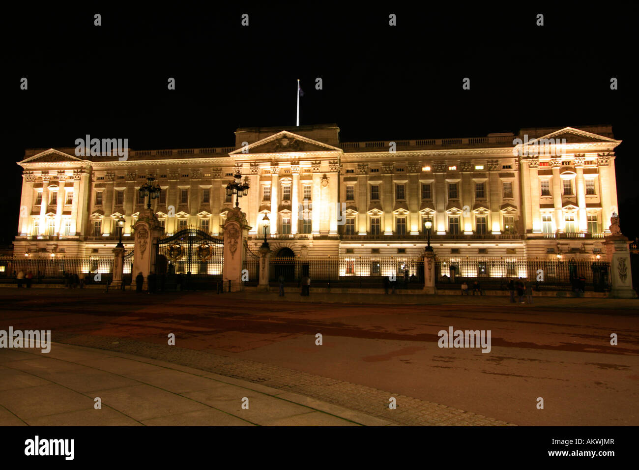 night time with new lighting scheme on buckingham palace london england