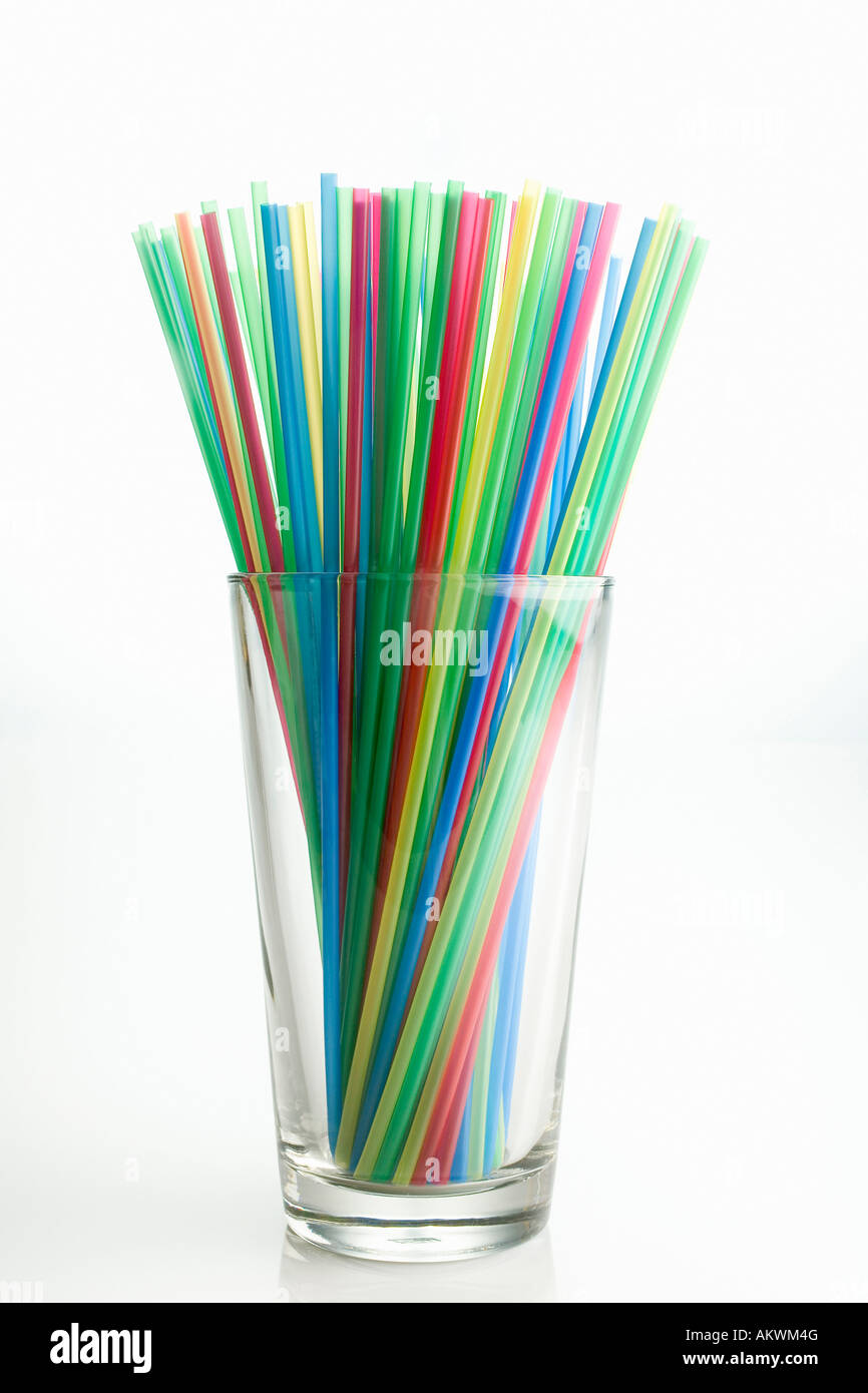 Multi coloured straws, close-up Stock Photo