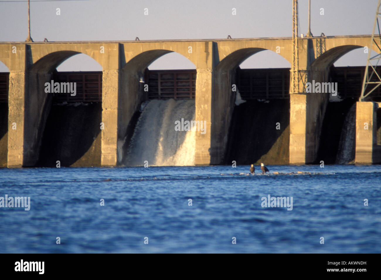 Dam along the Mississippi River Stock Photo