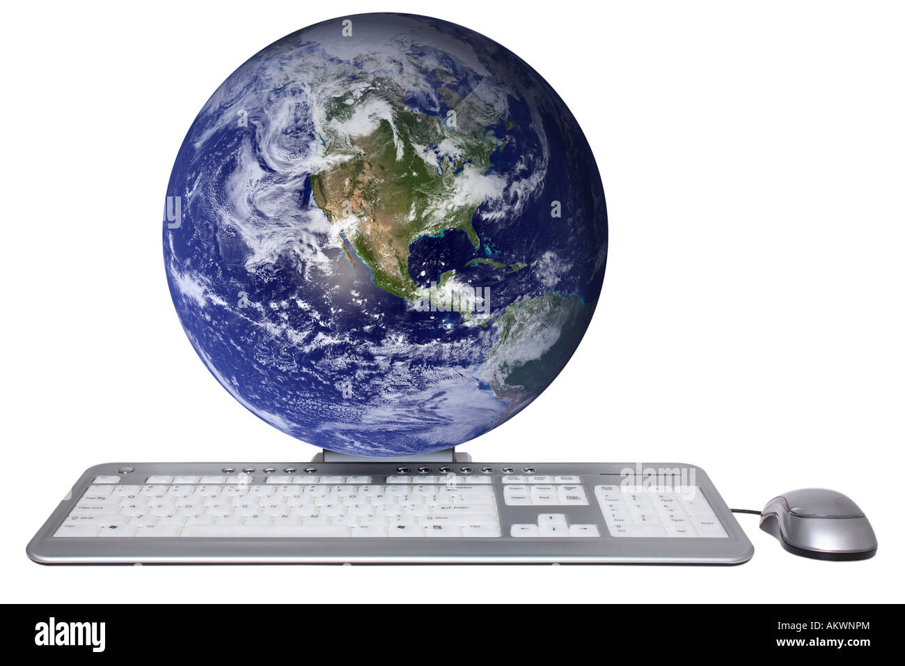 Computer Key World's keyboard and wireless mouse on a white background Stock Photo - Alamy