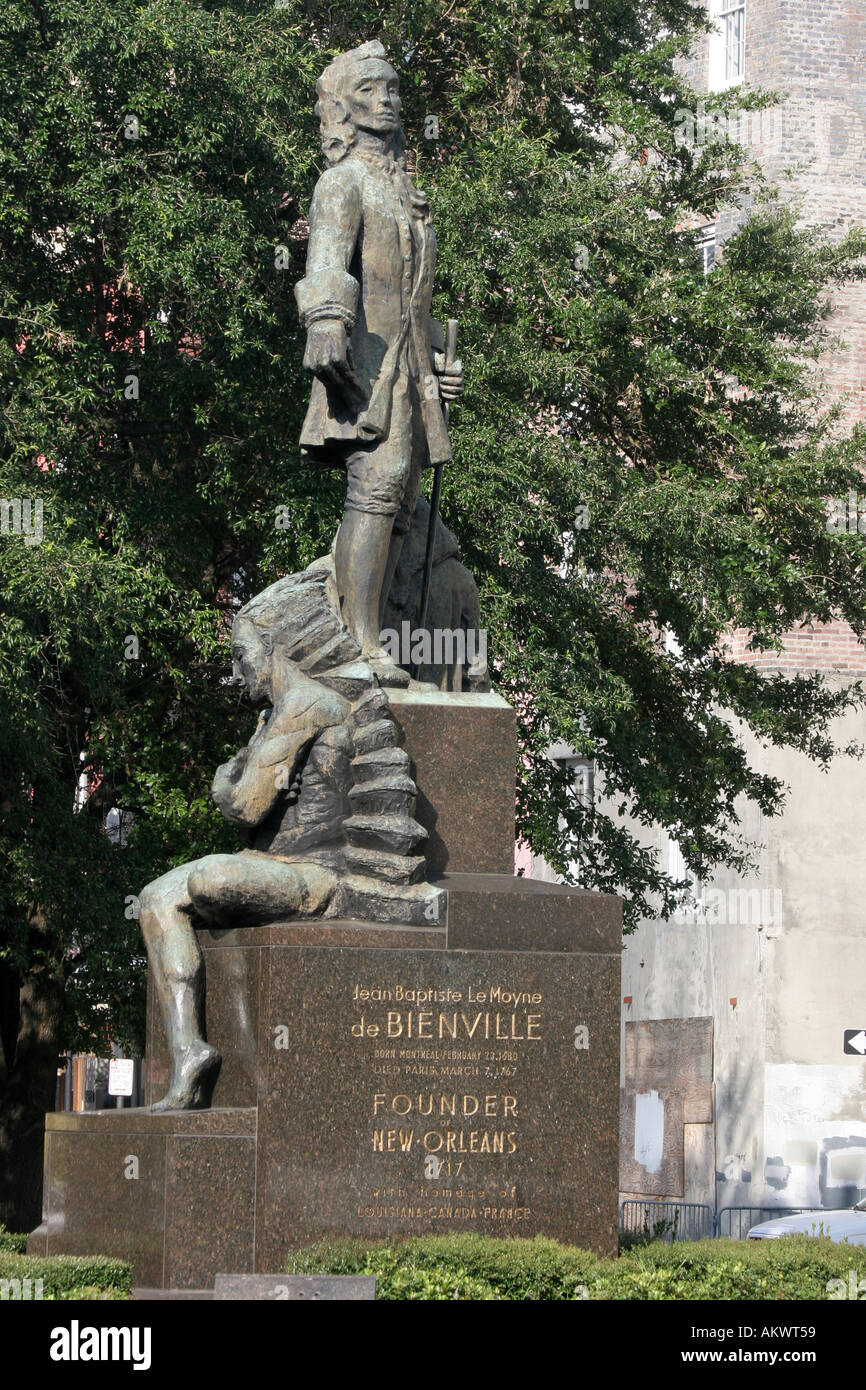 Statue of Jean Baptiste Le Moyne Sieur de Bienville New Orleans Stock
