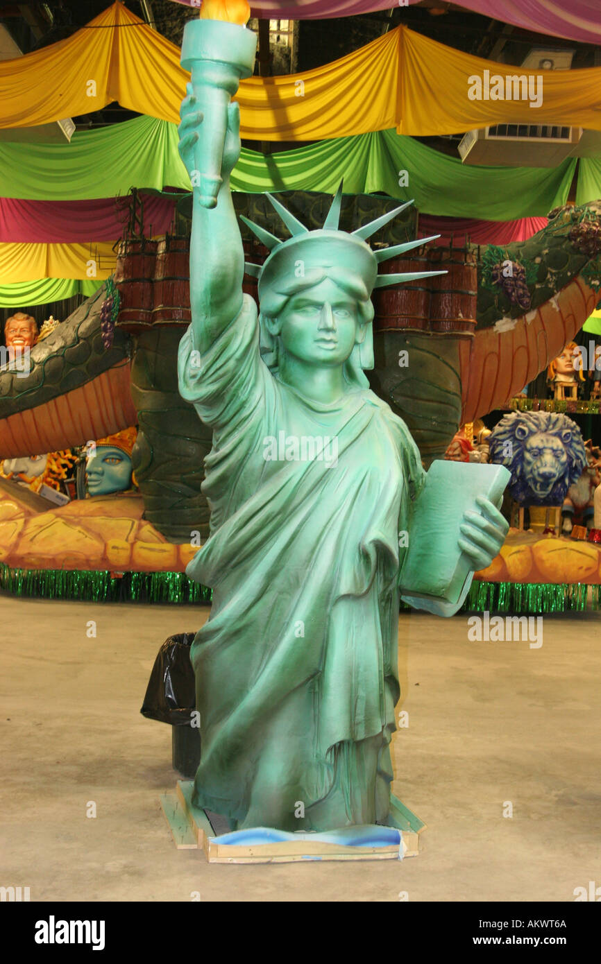 Statue of Liberty figure in Blaine Kern s Mardi Gras World in Algiers New Orleans Louisiana USA  Stock Photo