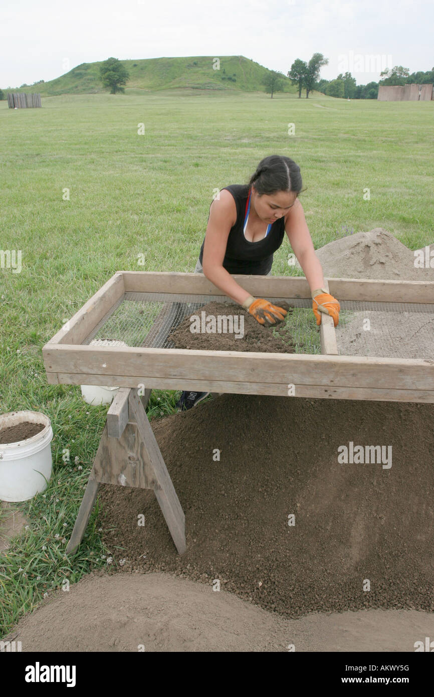 archaeological dig Monks Mound Cahokia Stock Photo