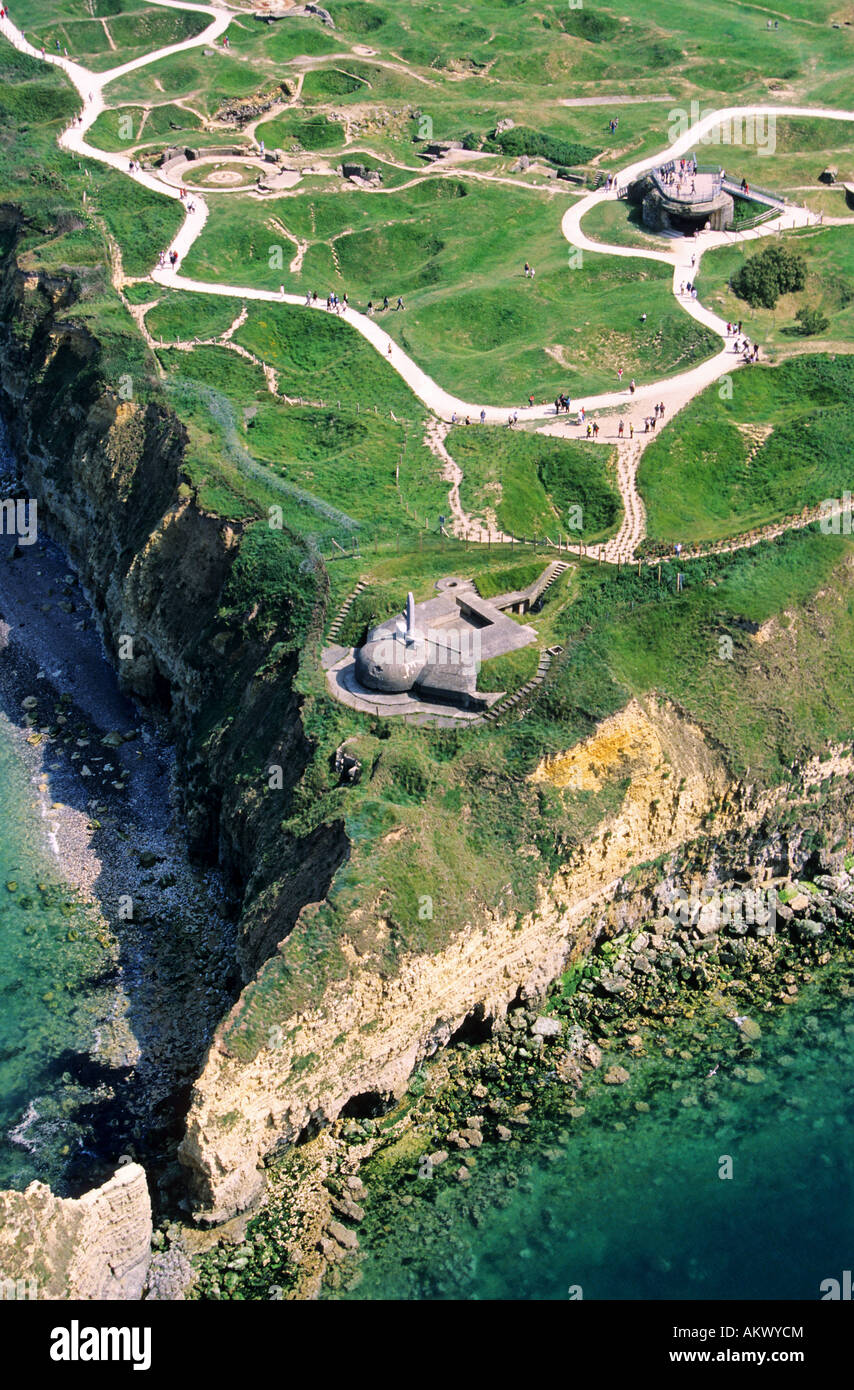 France, Calvados, Pointe du Hoc, monument in memory of the Normandy ...