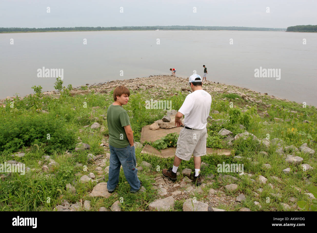 Confluence of the Mississippi, right, and Ohio Rivers at Cairo Illinois