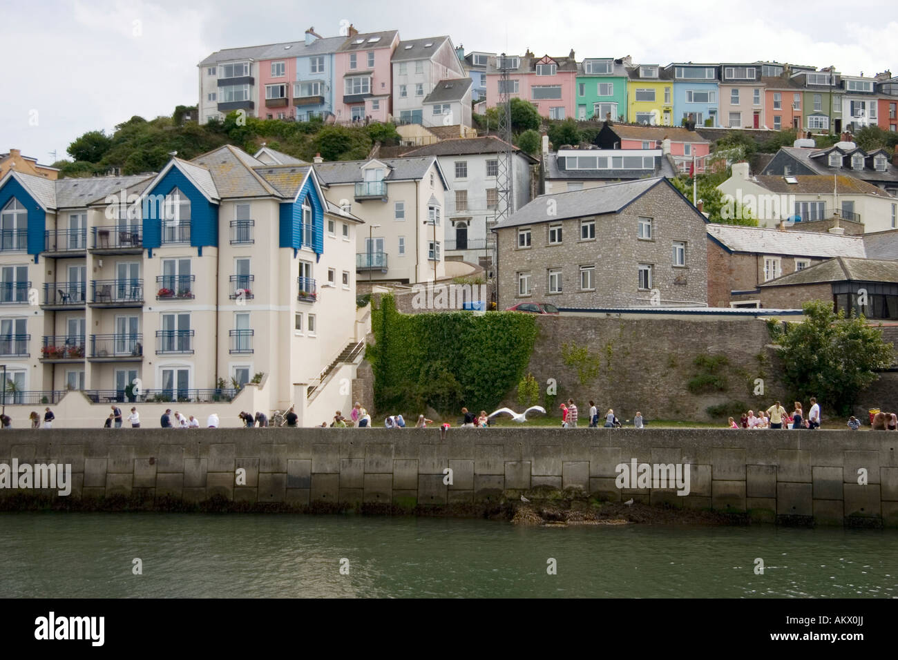 Coloured houses on Brixham Harbour, Devon, England Stock Photo Alamy