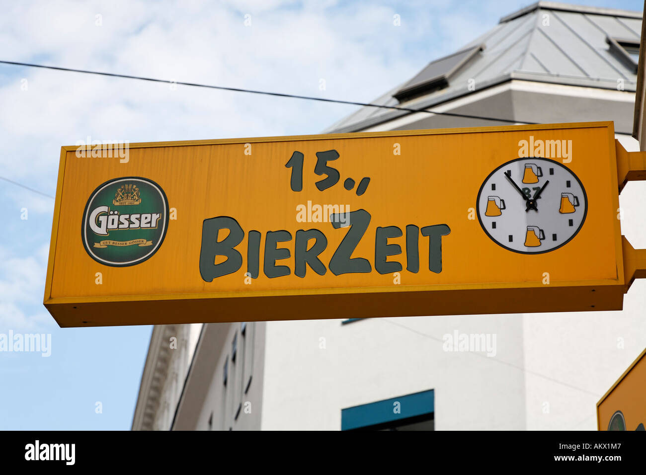 Advertising for an inn near the Mariahilferstrasse in Vienna, Austria Stock Photo