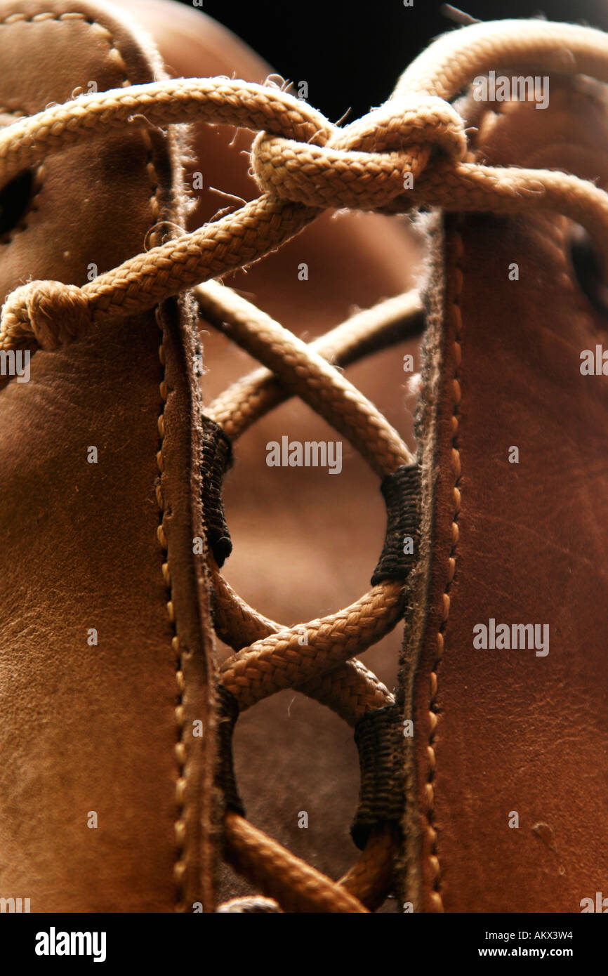 Shoe with tied laces Stock Photo