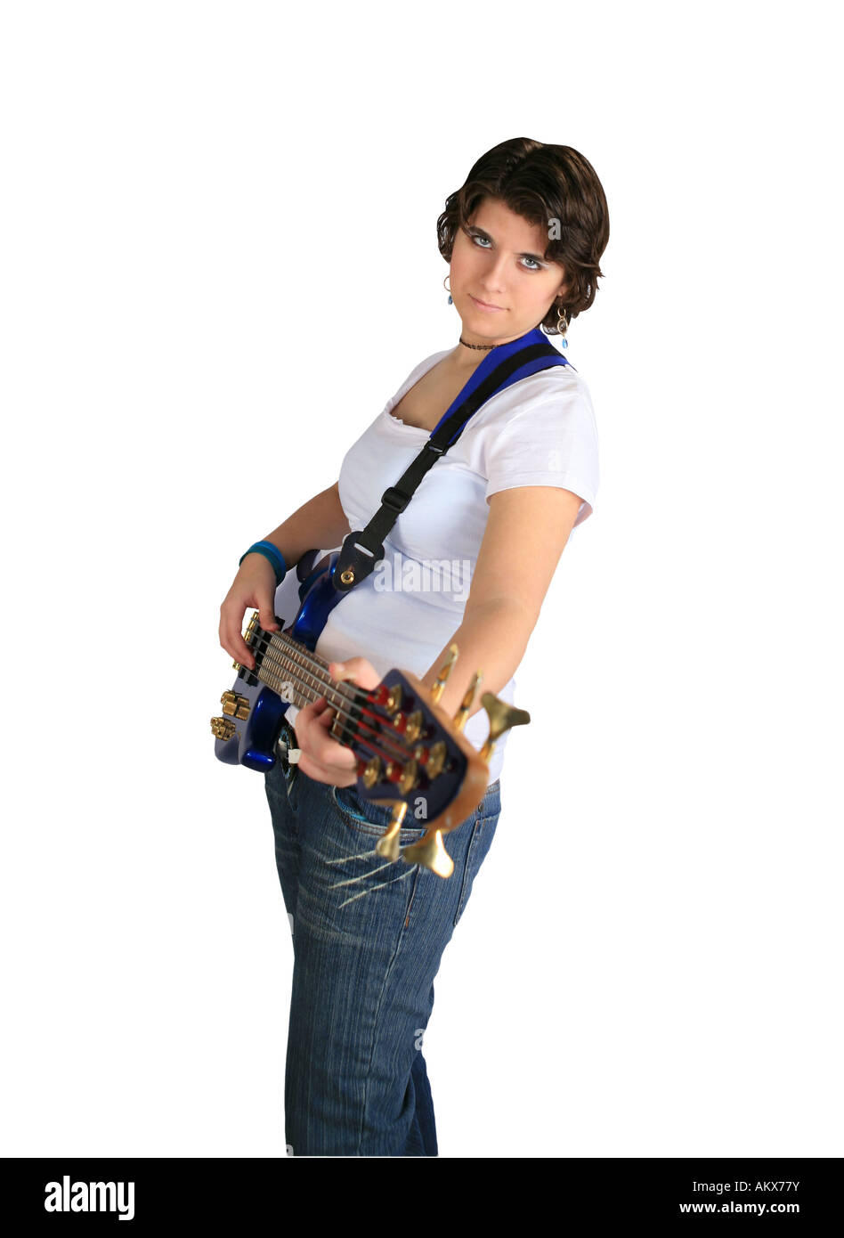 Teenage girl holding electric guitar Stock Photo - Alamy