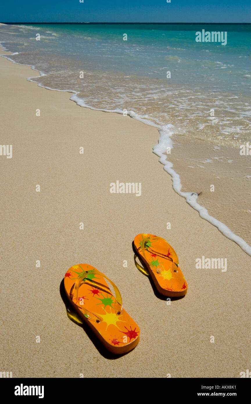 Flipflops on the beach, Australia Stock Photo Alamy