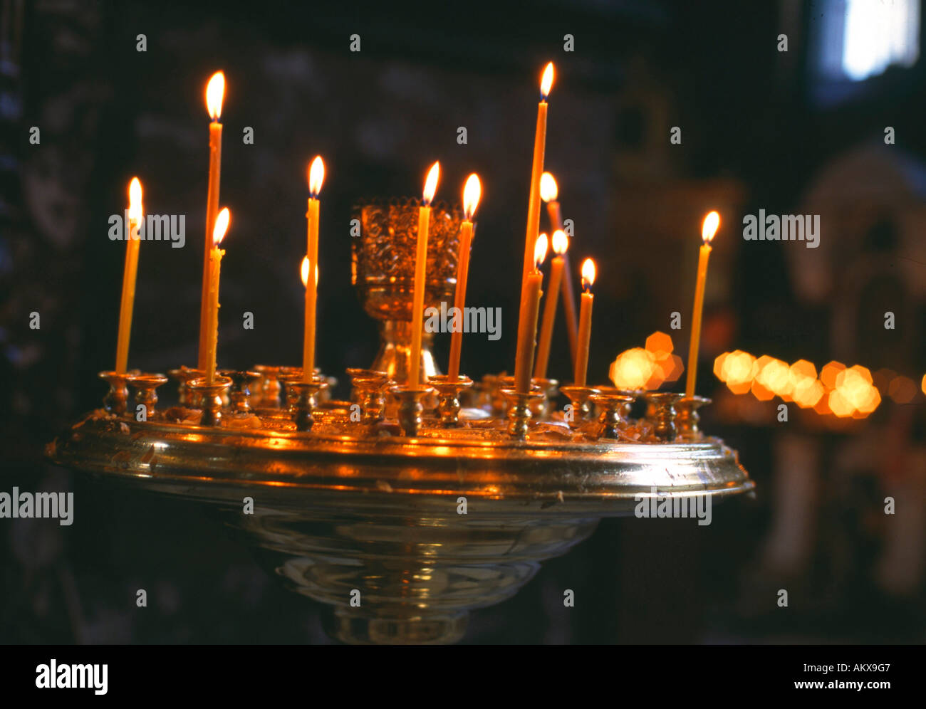 Candles in an orthodox church Stock Photo