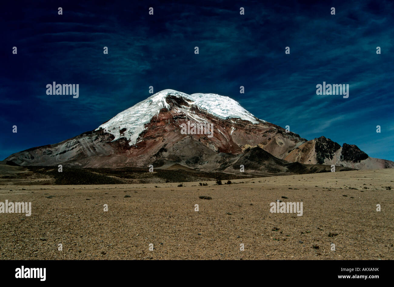 Volcano Chimborazo, with 6310 meters the highest mountain in Ecuador, South America Stock Photo