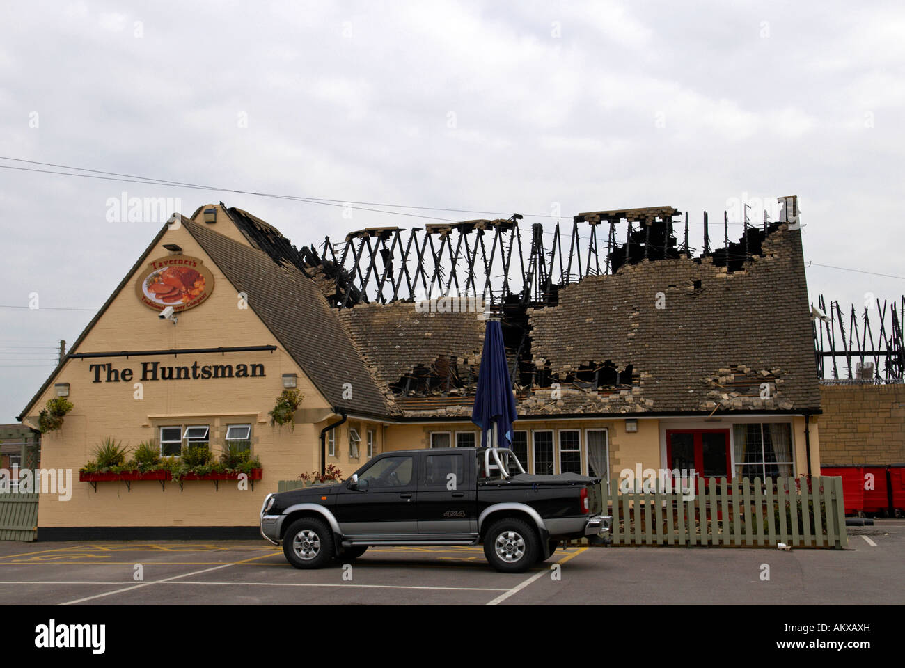 Fire damage to a town pub / restaurant The Huntsman Downend Bristol