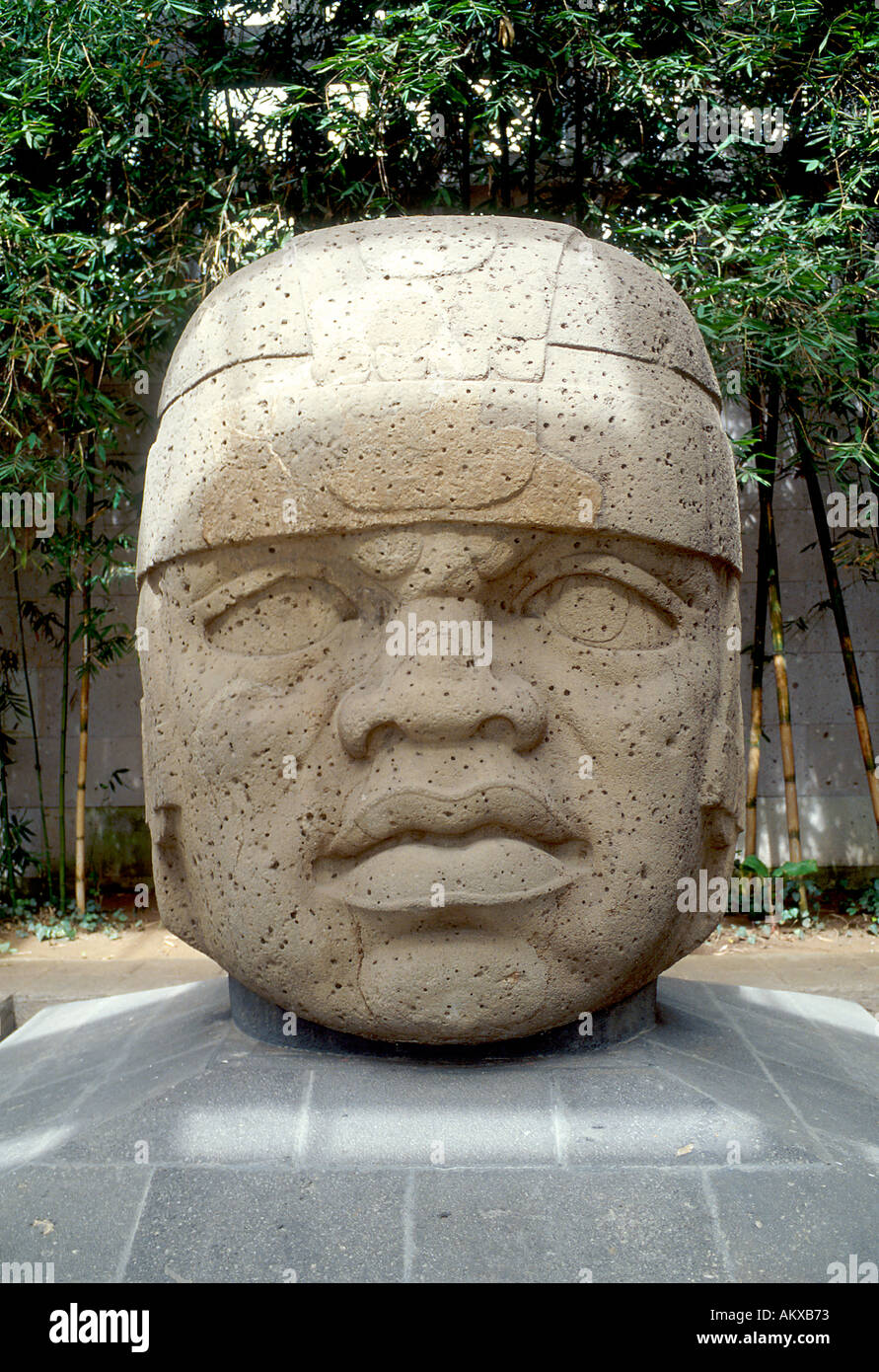 Sculpted pre Mayan civilization era clay figure represents Xipe Totec God of Spring Museo de Antropolgia. Stock Photo