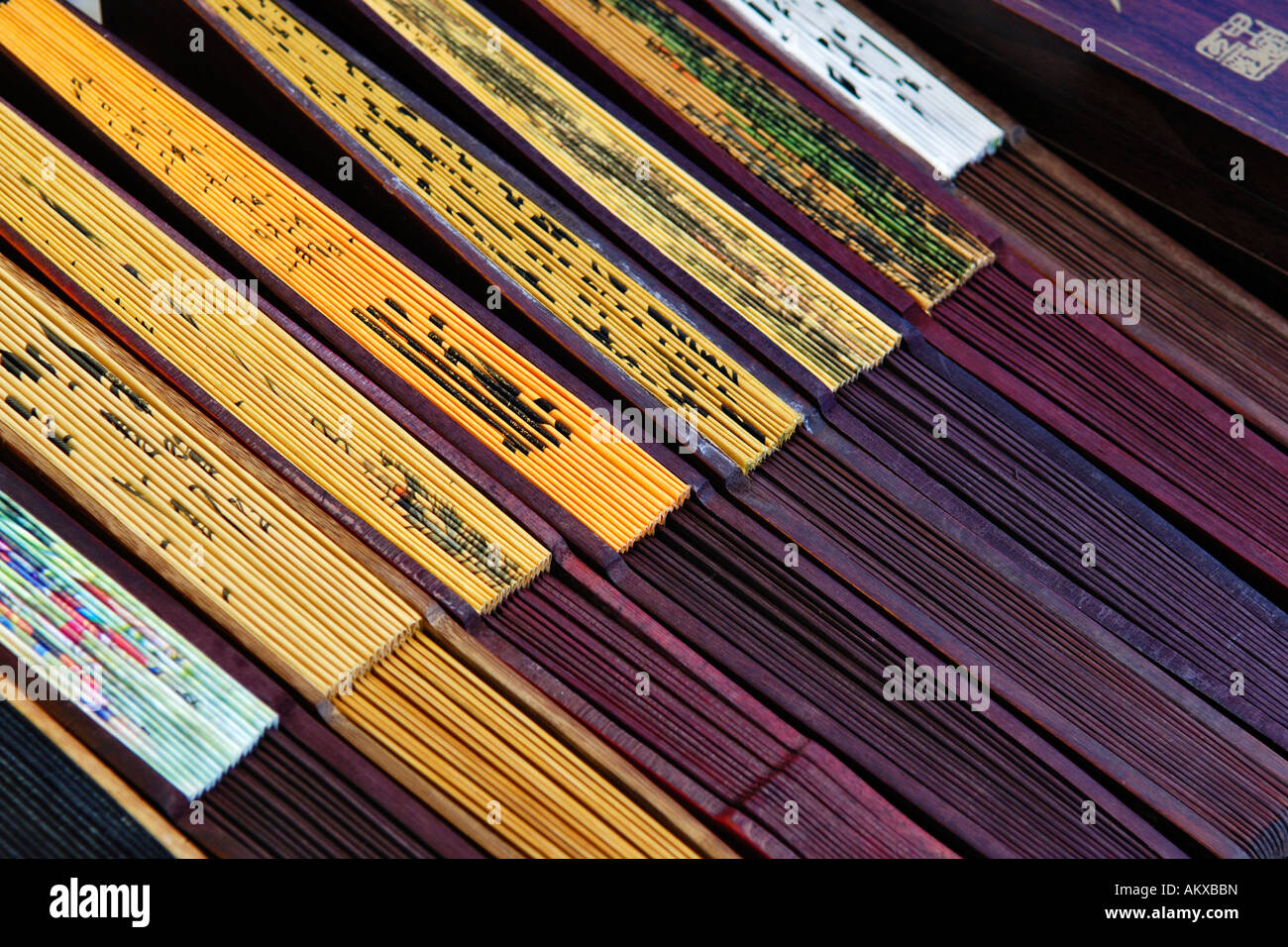 Fans at a stand, Longhua Temple, Shanghia, China Stock Photo