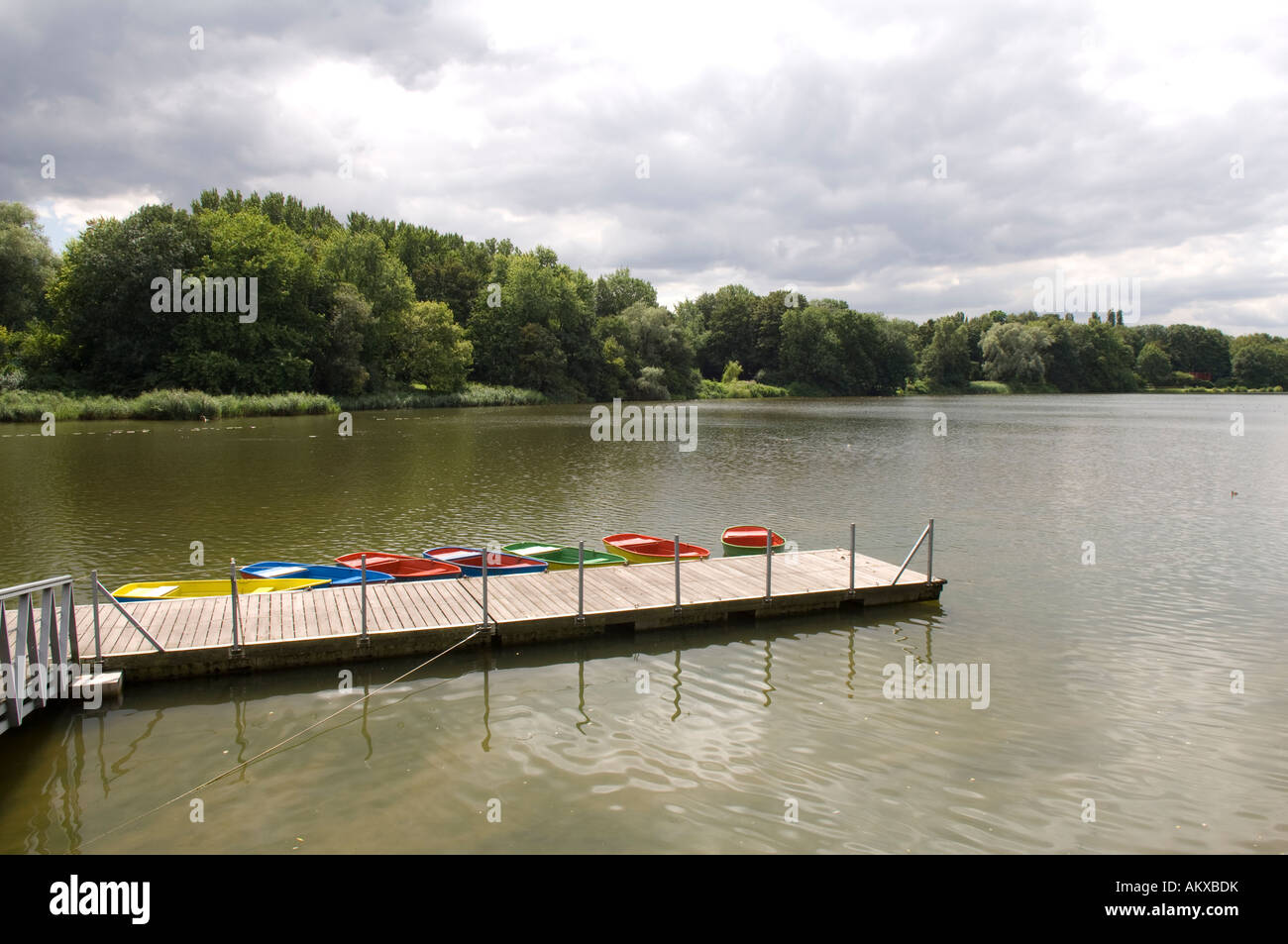 Canoes at a landing stage Stock Photo Alamy