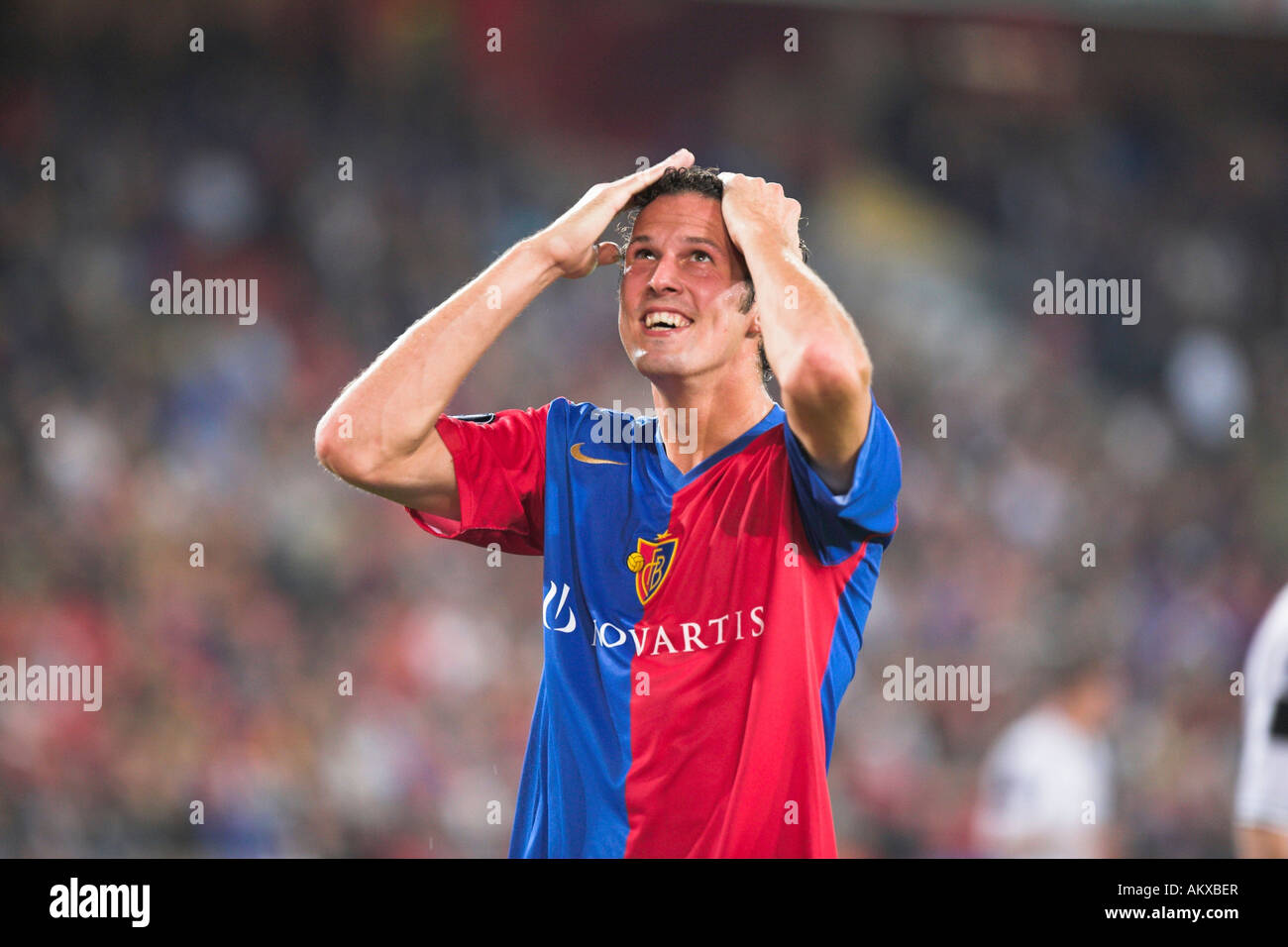 UEFA-Cup FC Basel vs. FK Sarajevo First round - 04 October 2007, Marco Streller after missed chance, St. Jakob-Park, Basel, Swi Stock Photo