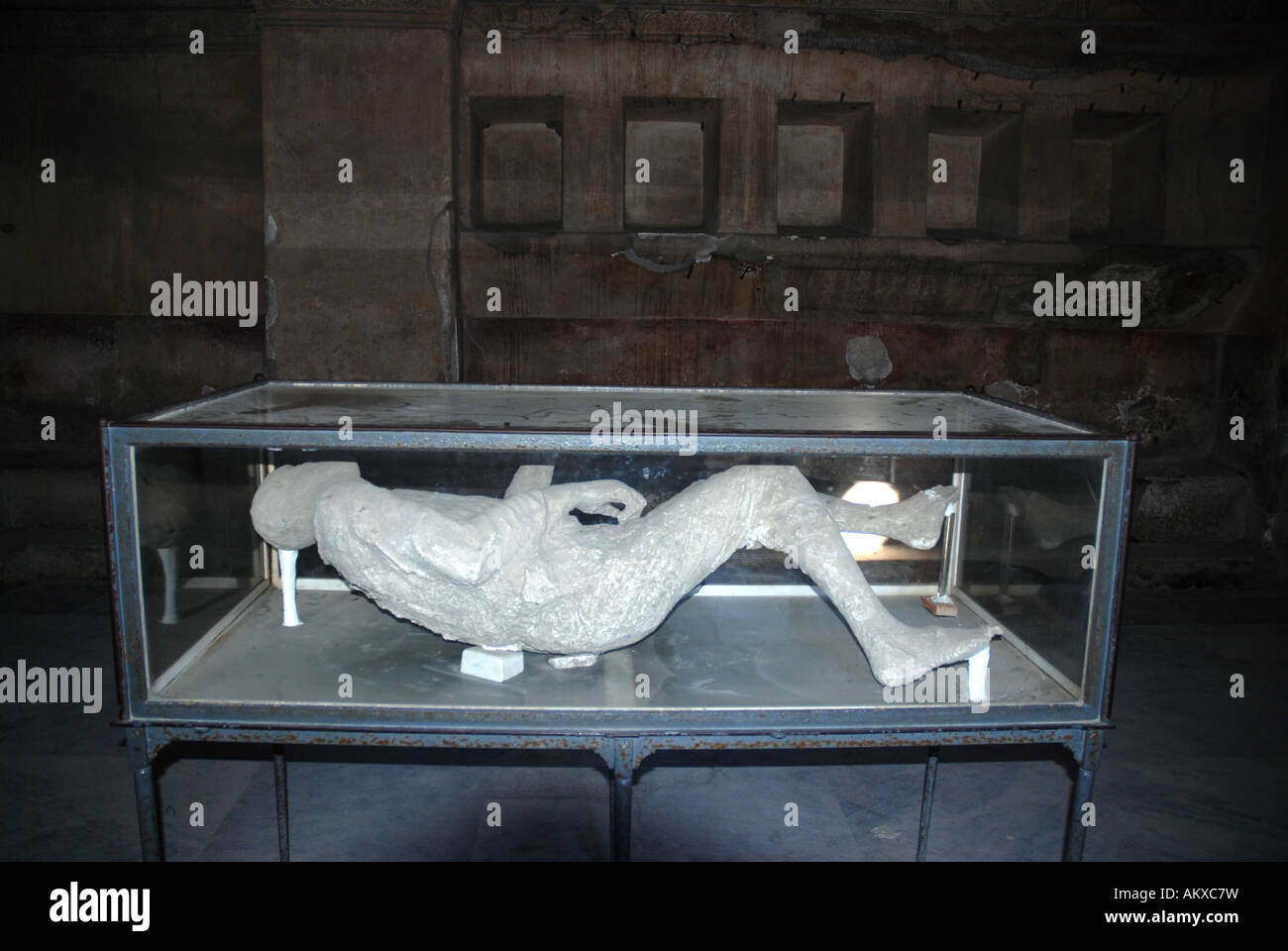 Human body cast, Pompeji, Italy Stock Photo