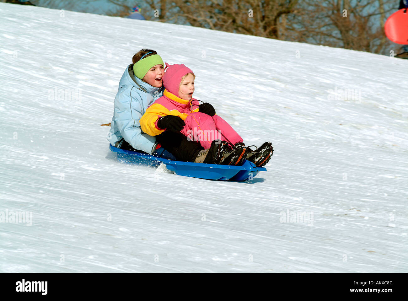 Winter Sledding Stock Photo