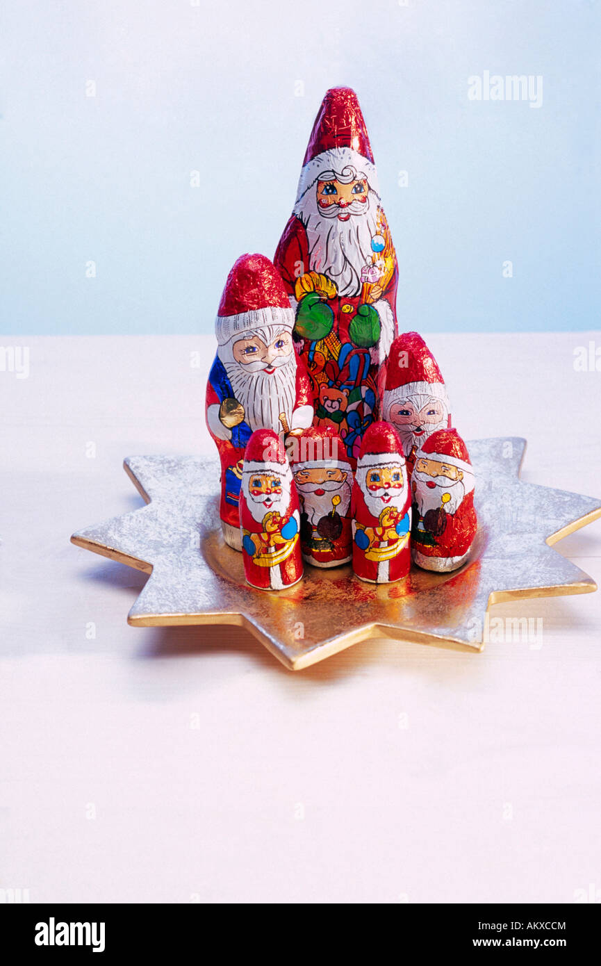 Chocolate Santa Clauses Stock Photo