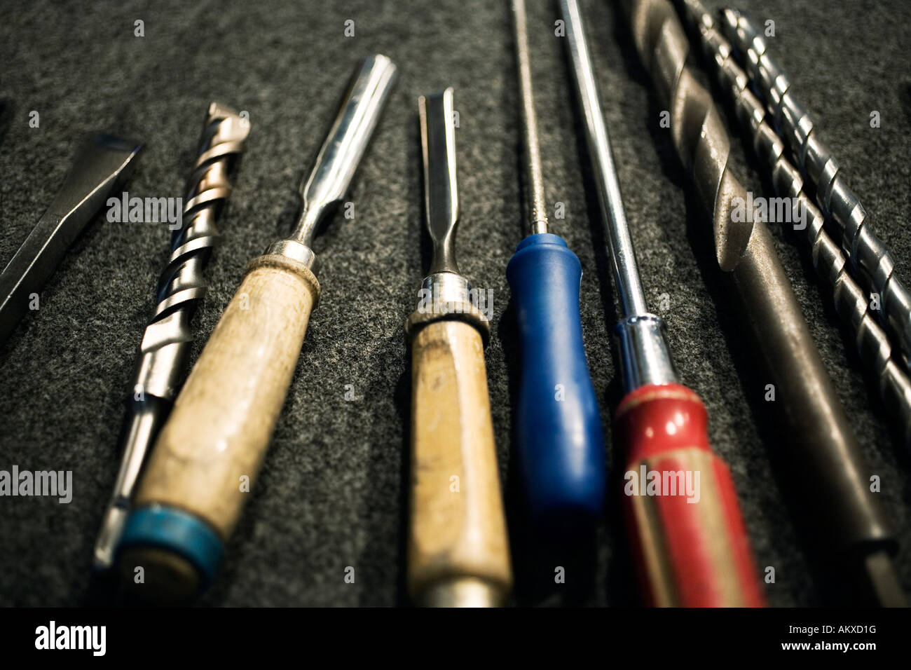 Woodworking and cutting tools Stock Photo