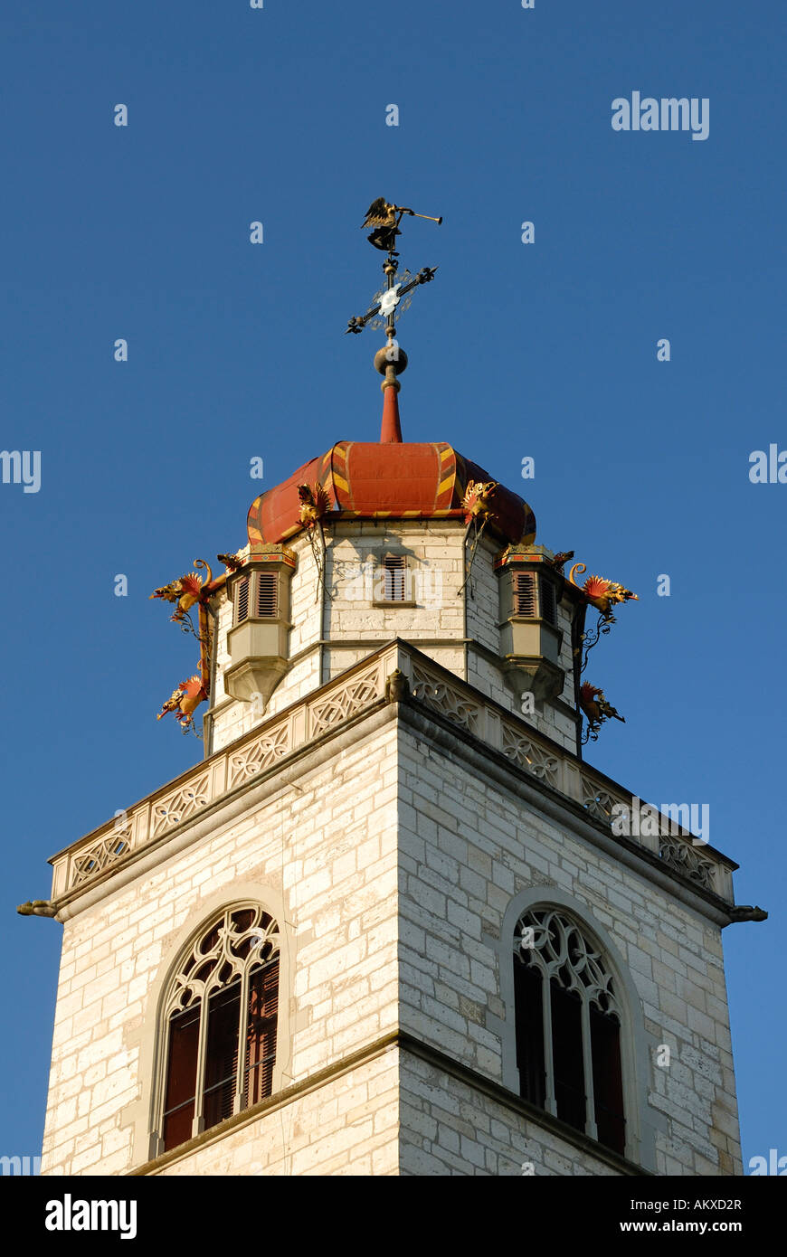 Rheinau - tower from the monastic church - Kanton Zurich, Switzerland, Europe. Stock Photo