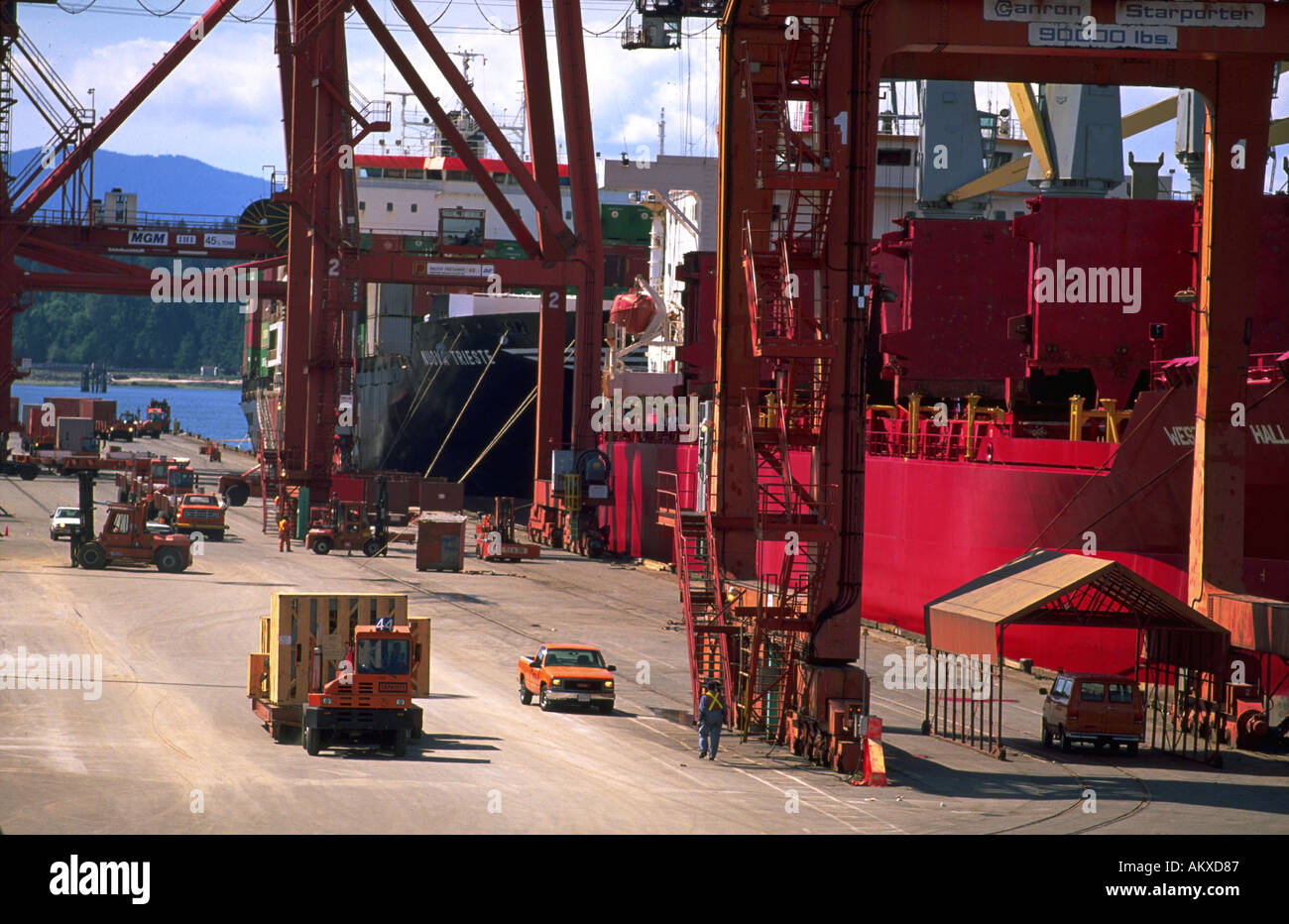 A Canadian bulk cargo shipping terminal Vancouver Canada Stock Photo