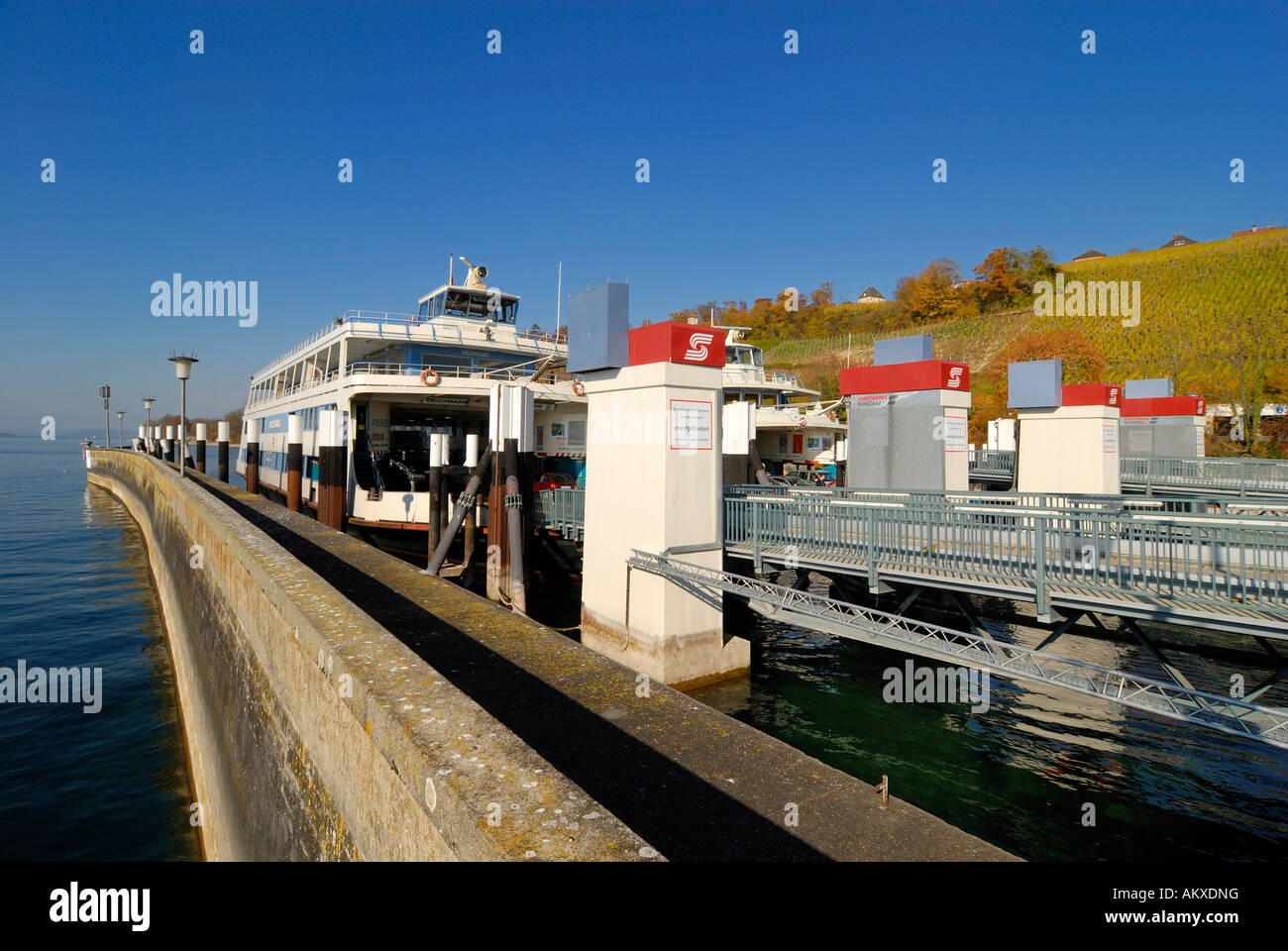 Meersburg - movable bridge to the ferry ship - Baden Wuerttemberg, Germany Europe. Stock Photo