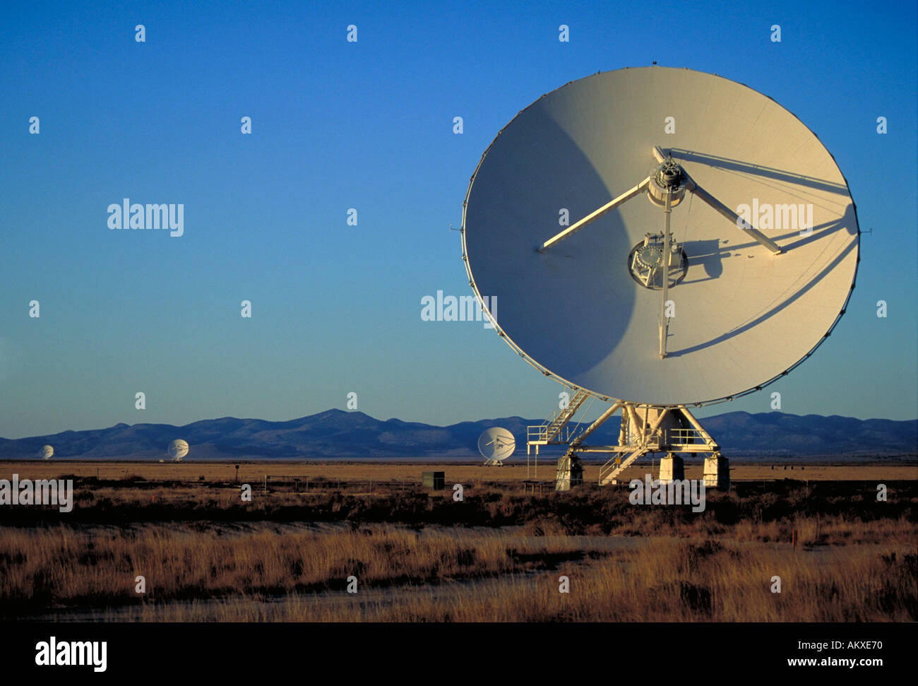 SATELLITE DISHES FRONT VIEW NEW MEXICO USA VERY LARGE ARRAY Stock Photo