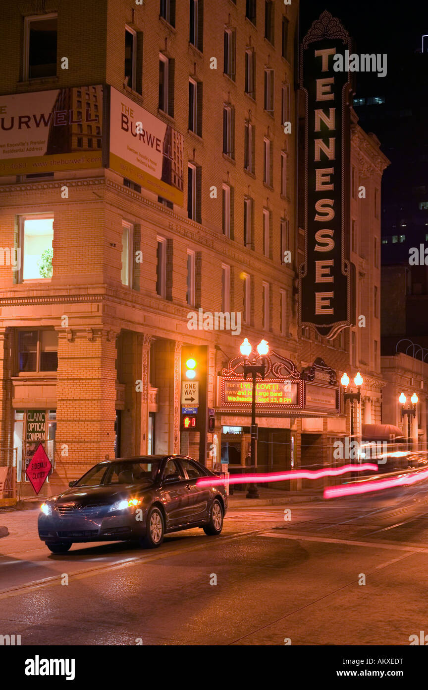 Car in city street at night Stock Photo