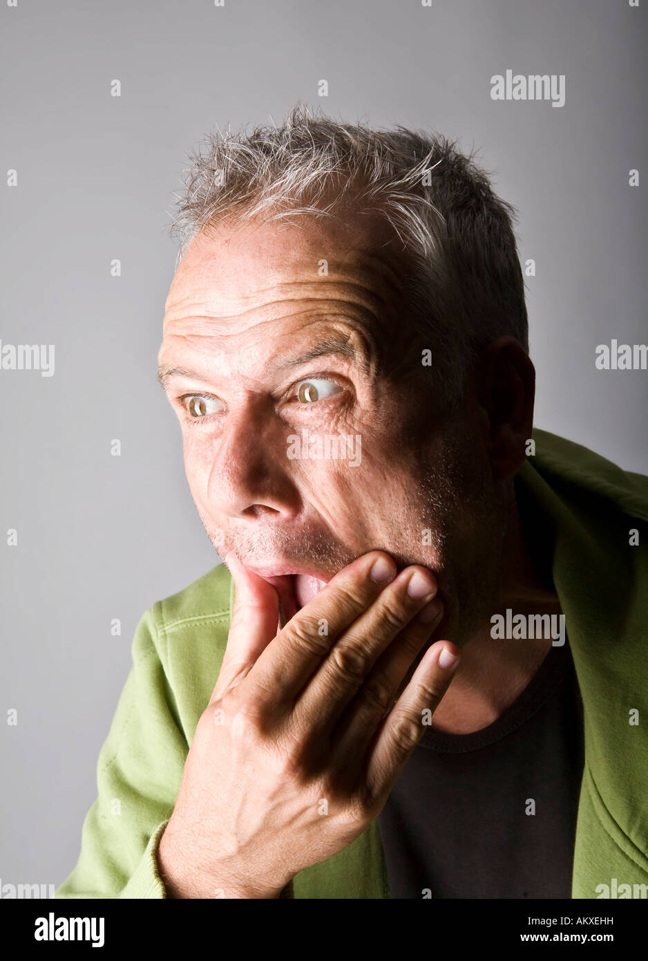 Portrait of a stunned man Stock Photo