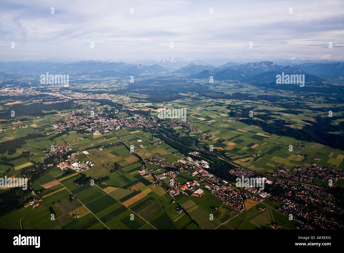 Bird's eye view, the Alps, Bavaria, Germany Stock Photo