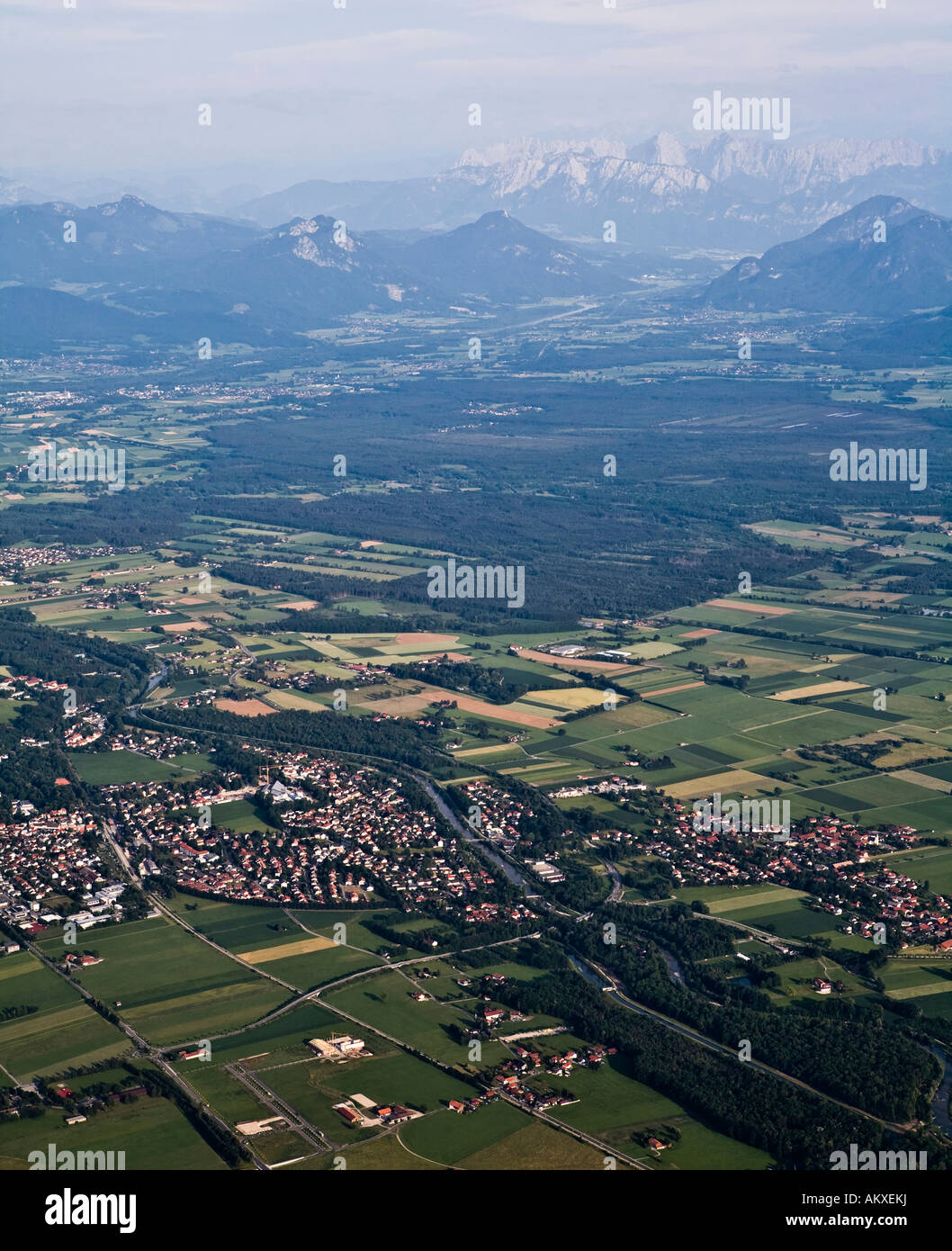 Bird's eye view, the Alps, Bavaria, Germany Stock Photo