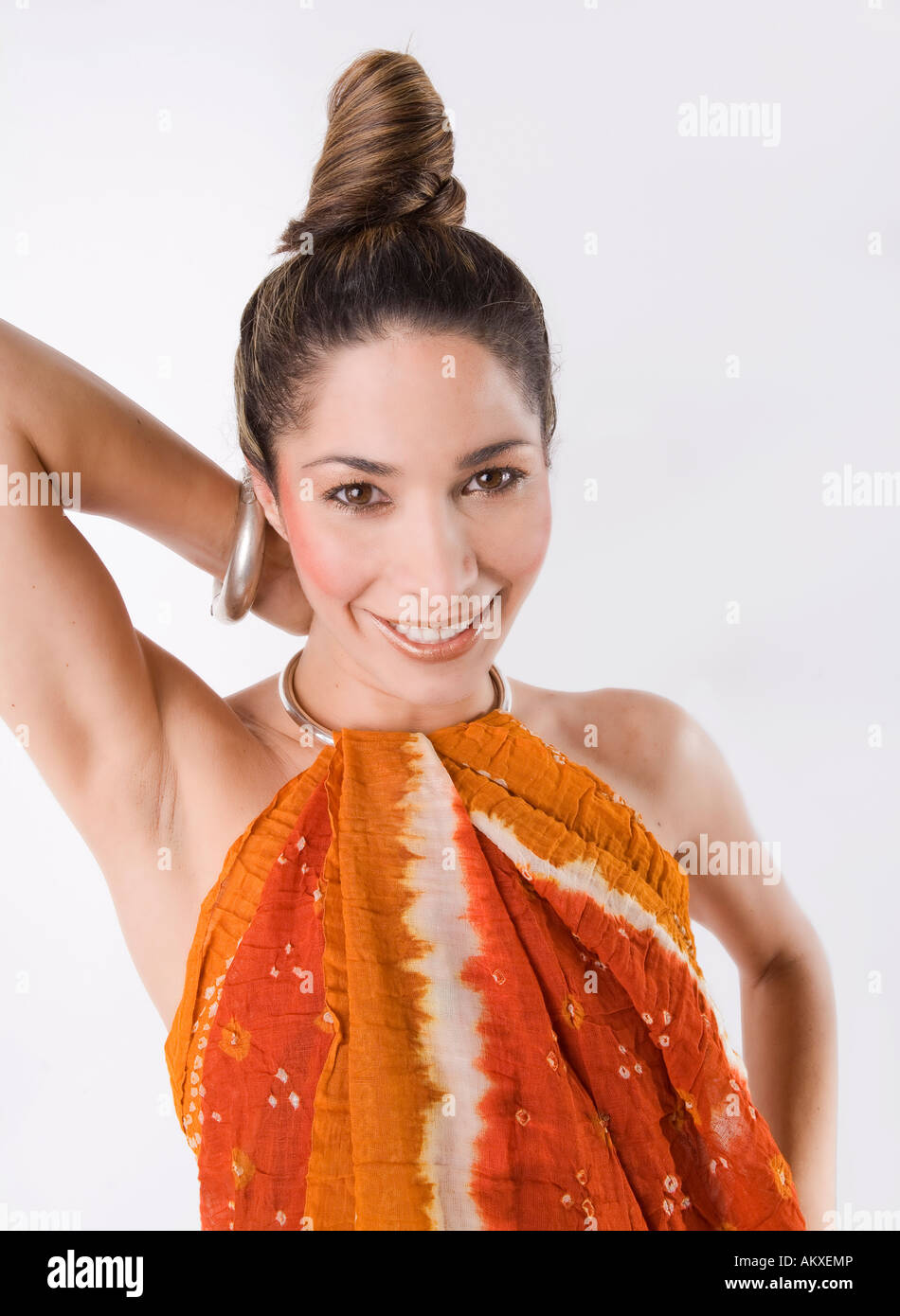 Portrait of a young woman with summer dress Stock Photo