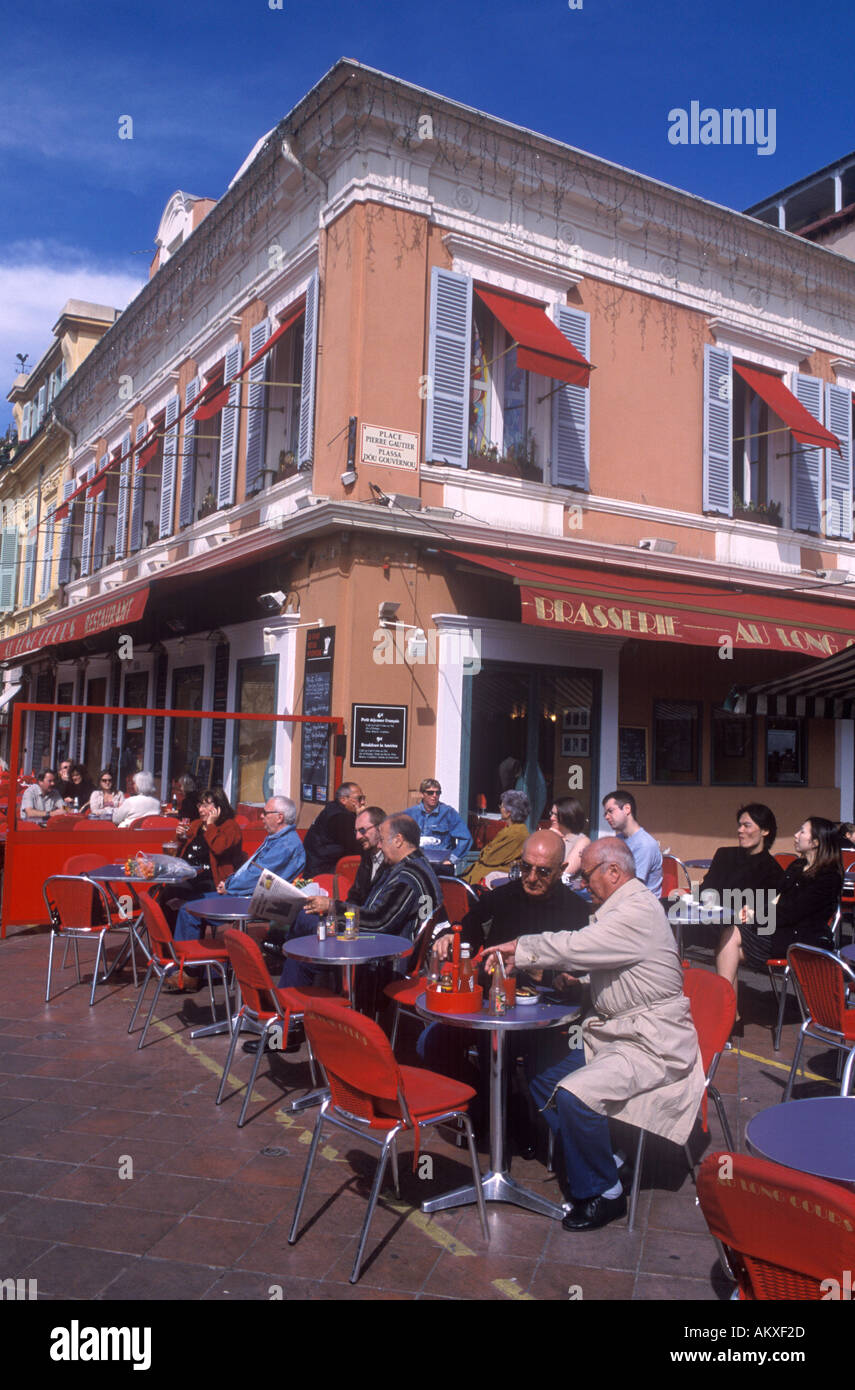 Sidewalk cafe in Nice France Stock Photo Alamy