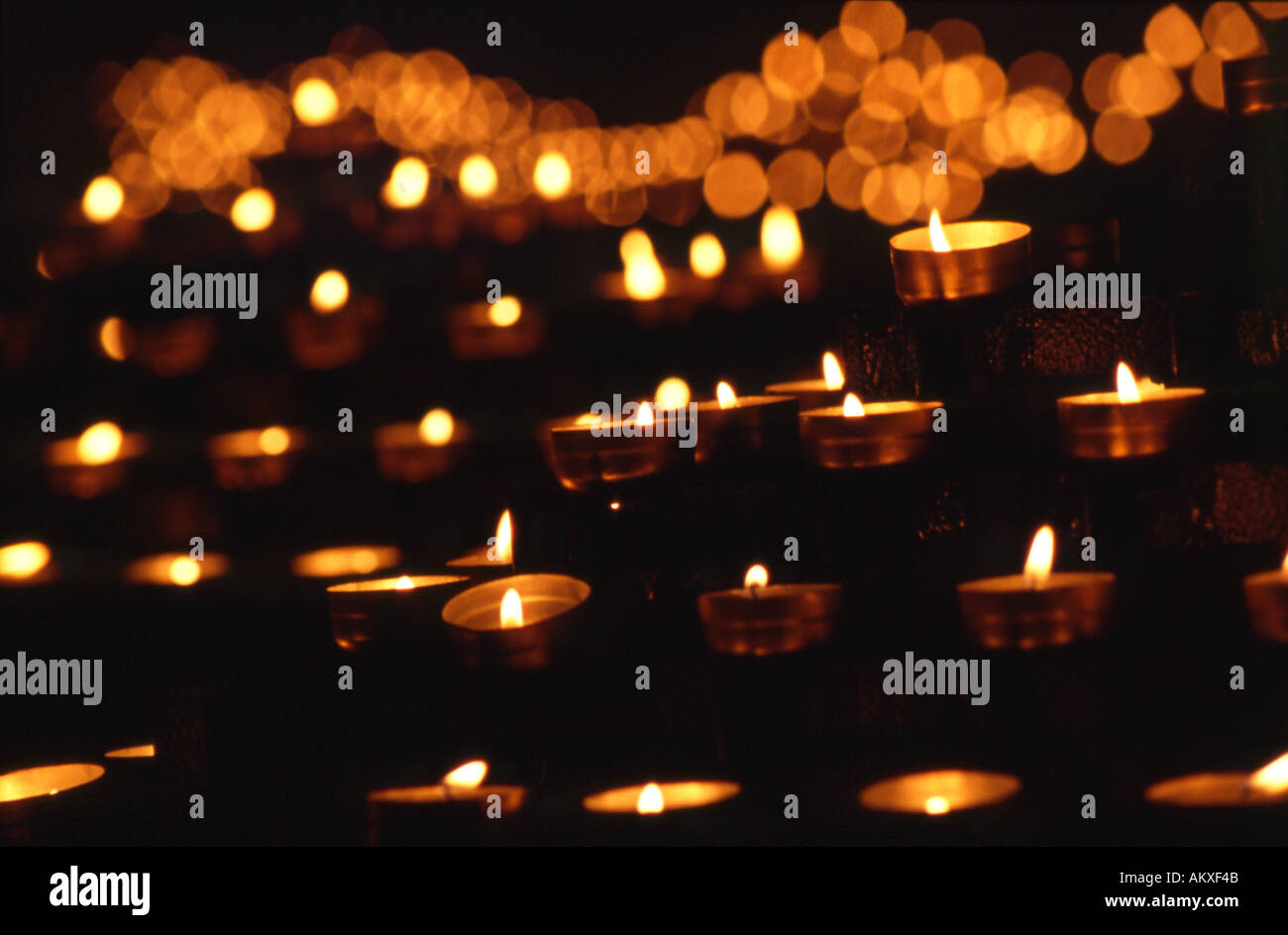 Candles in Notre Dame Cathedral Paris France Stock Photo