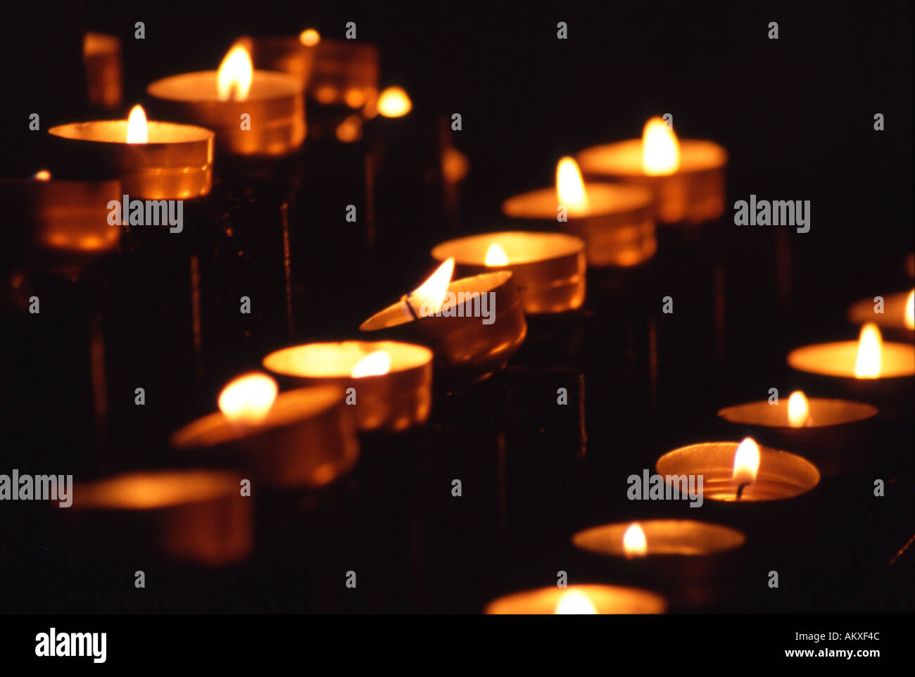 Candles in Notre Dame Cathedral Paris France Stock Photo