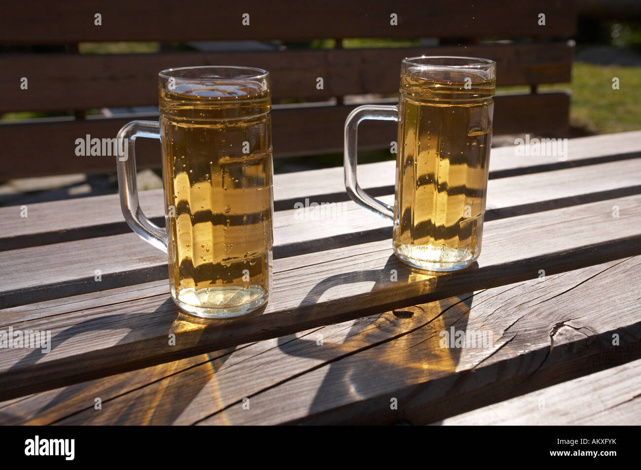 Two glasses with herbal lemonade on a table Stock Photo