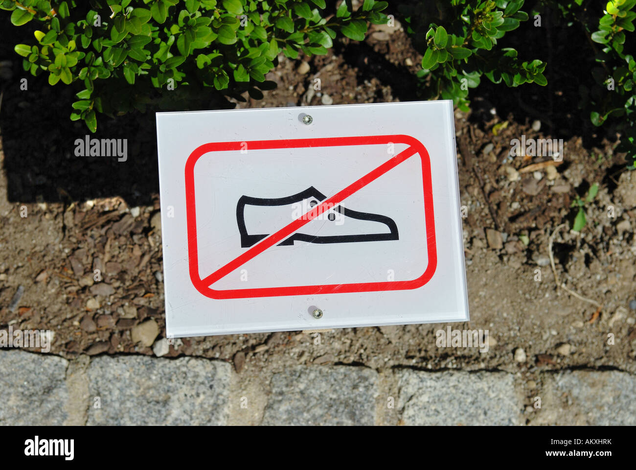 Sign 'Do Not Step in the Green Area' Stock Photo