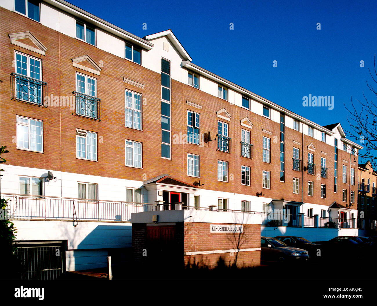 kingsbridge apartments isle of dogs london england uk blue sky sunny